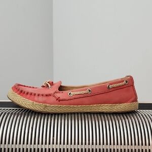 UGG CHIVON CORAL LEATHER BOAT FLAT ESPADRILLES SZ 7.5
